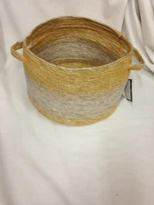 10" x 8" Striped Tapered Basket with Zig Zag Stitching Yellow/Natural -Threshold