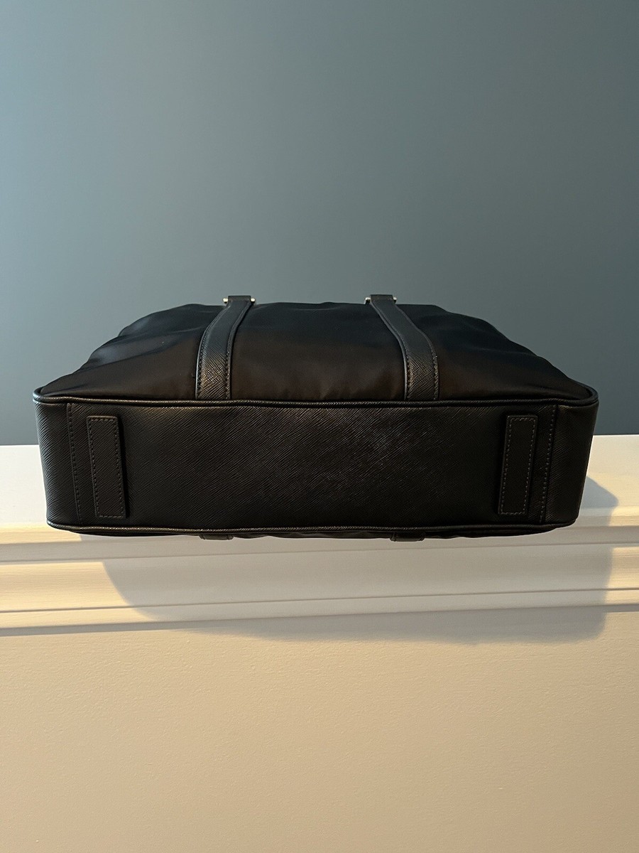 バッグ 736 Prada logo nylon briefcase black Prada Re-Nylon and Saffiano Leather Briefcase | Saks Fifth