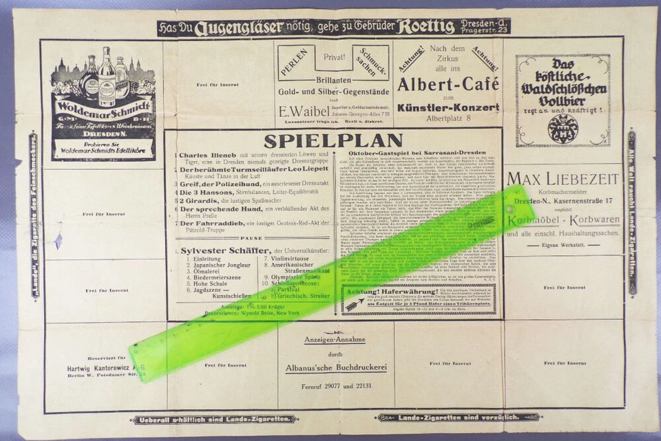 Sarrasani Spielplan Zirkus Dresden Circus um 1910 - Bild 2 von 4