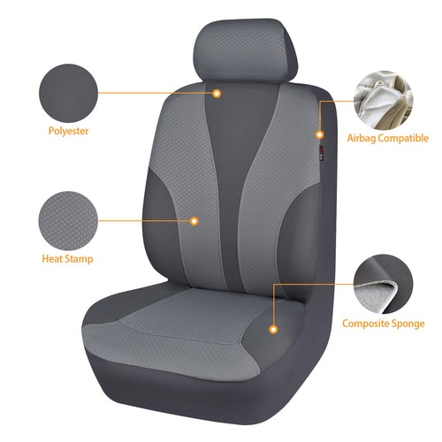 Universal Car Seat Covers Full Set Fabric Rear Split 40/60 50/50 60/40 Gray Men - Picture 10 of 11