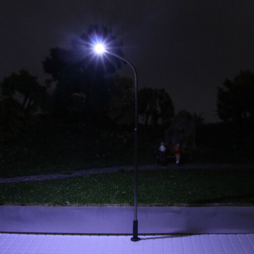 10pcs Model Railway HO Scale 1:87 Lamps Bright White LED Street Light 3.86In - Picture 3 of 6