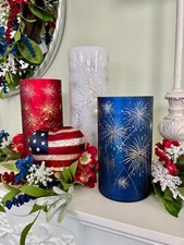 Set of 3 Celebration Hurricanes by Valerie - Patriotic - Red, White  Blue