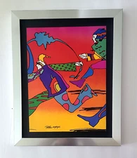 🔥 Peter Max | Vintage Print Signed | Mounted & Framed in New Silver Buy it Now!