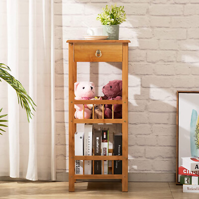 Living Room Small End Table with Drawer Sofa Bed Side Table Tall