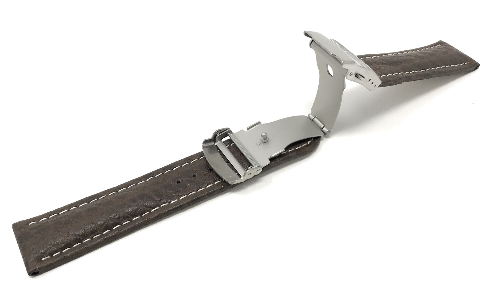 20mm Top Grain Leather Deployment Watch Band for Seiko Essentials image 2