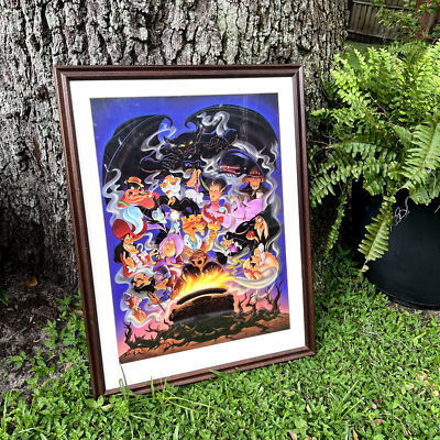 Walt Disney Villains Group Vintage Original Poster Framed 18x24