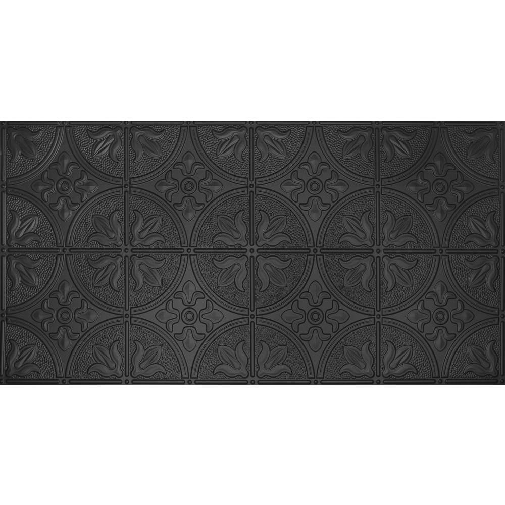 Dimensions 2 Ft. X 4 Ft. Glue Up Tin Ceiling Tile In Matte Black
