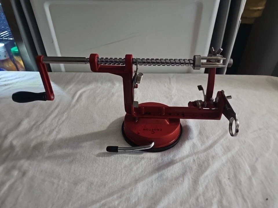 Crofton Metal Hand Crank Apple Peeler, Corer, & Slicer with Locking Suction Base