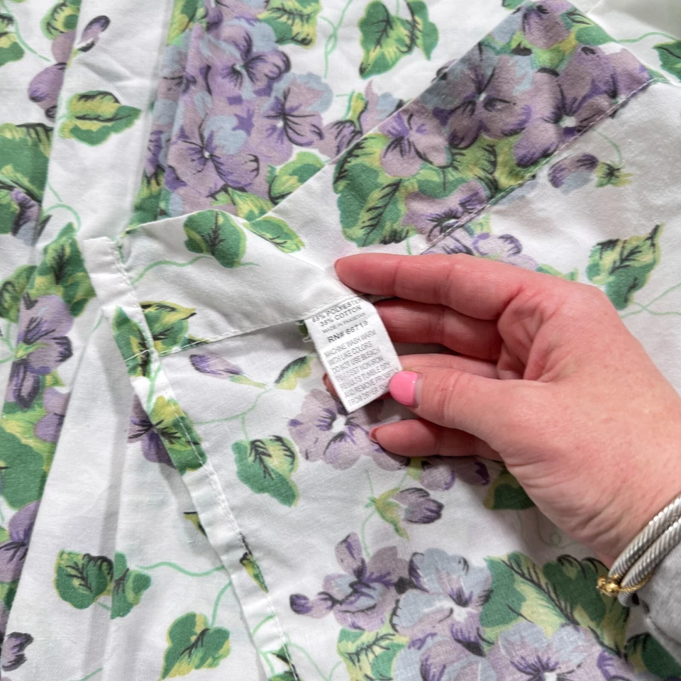 sábana plana completa púrpura verde flores enredaderas mezcla tradicional Foto 3 de 4