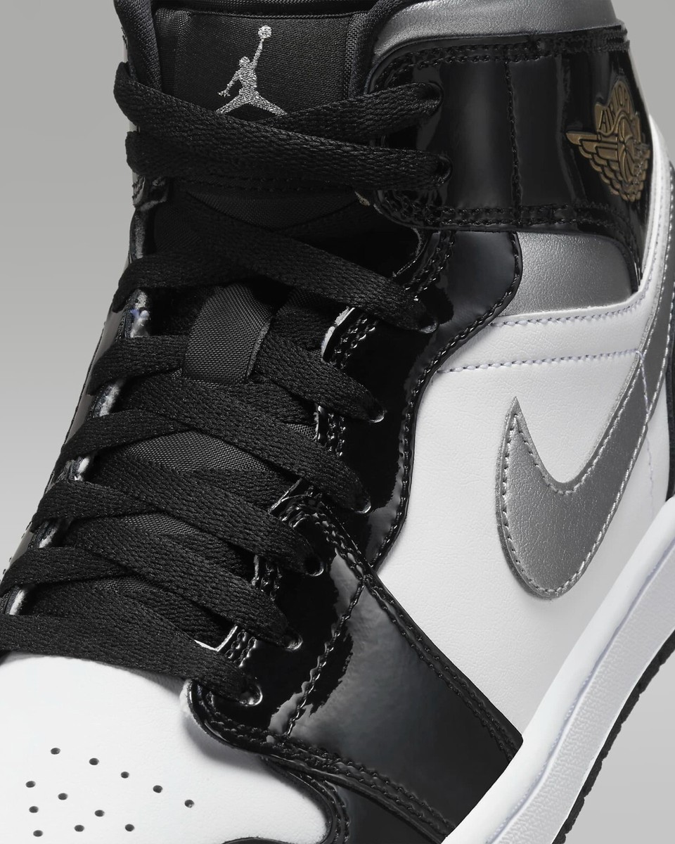 Size 12.5 - Air Jordan 1 SE Mid Black White Metallic Silver for