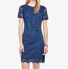 Ann Taylor Lace Shift Dress Size 00P Blue Petite
