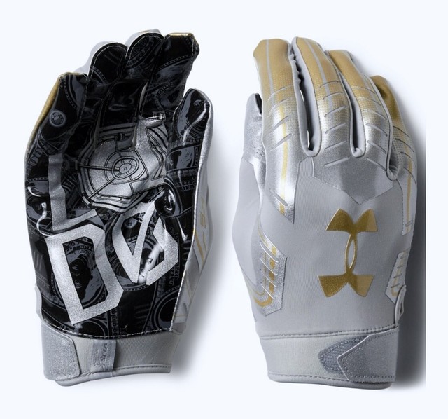 gold under armour football gloves