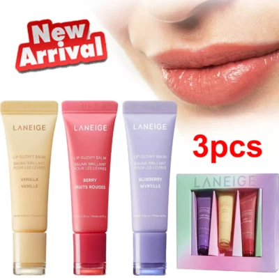 LANEIGE On the Glow Lip Balm Trio 10g each in Berry, Gummy Bear, Vanilla BOXED