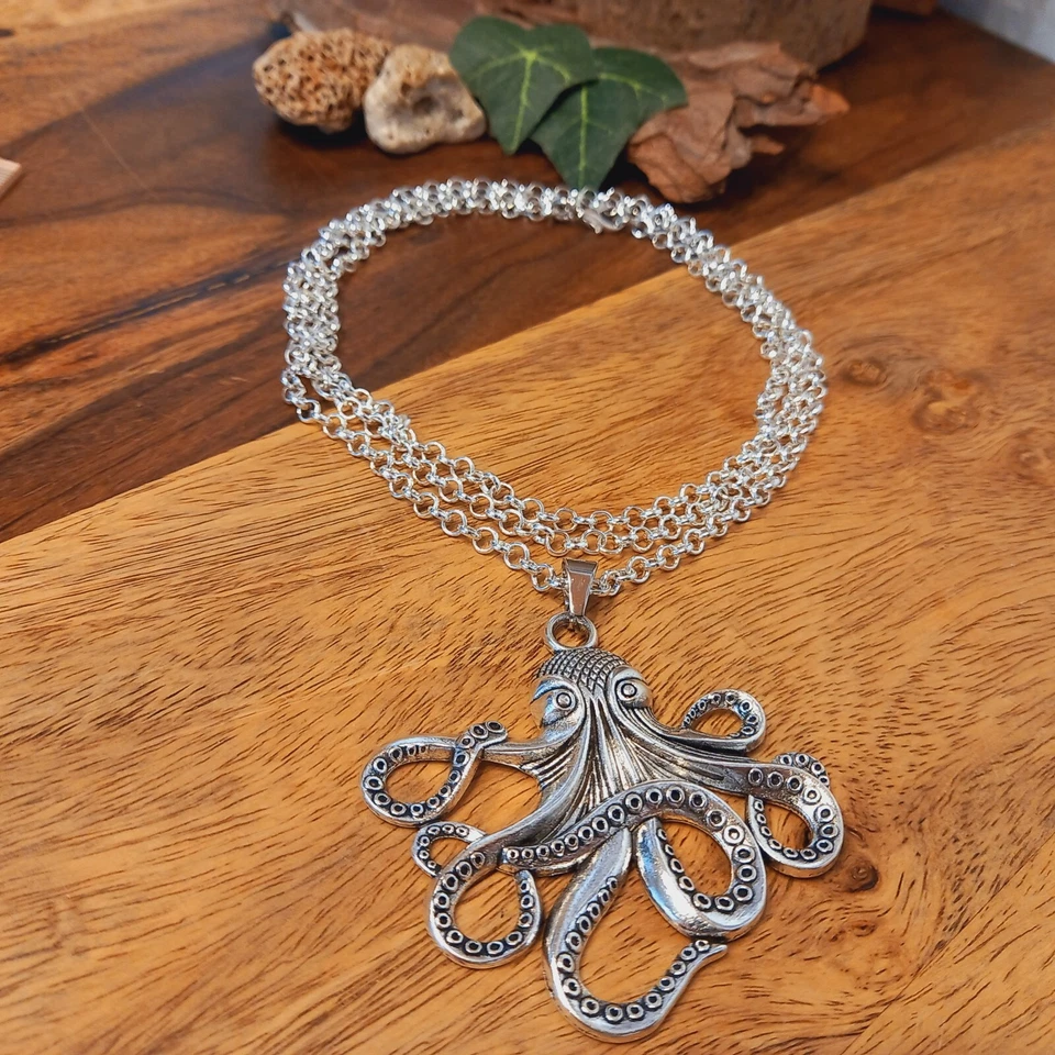 Kette mit großem Anhänger Krake Oktopus mit Eisen Rolokette (66) - Bild 2 von 3
