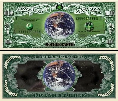 Mother Earth Million Dollar Bill Play Funny Money Novelty Note +FREE SLEEVE