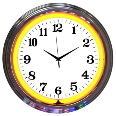 Chrome Orange Standard LED 15'' Wall Décor Neon Clock 8CHRCO