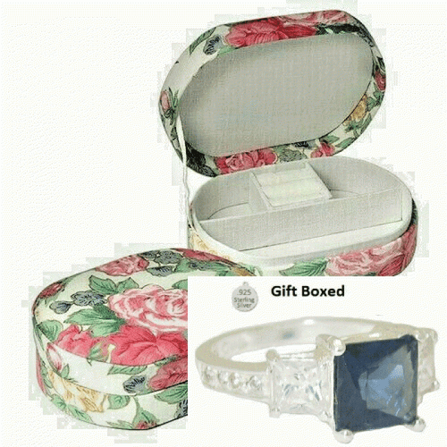 Jewelry Box fabric pastel flower ring pendant necklace earring gift package New - Picture 5 of 6