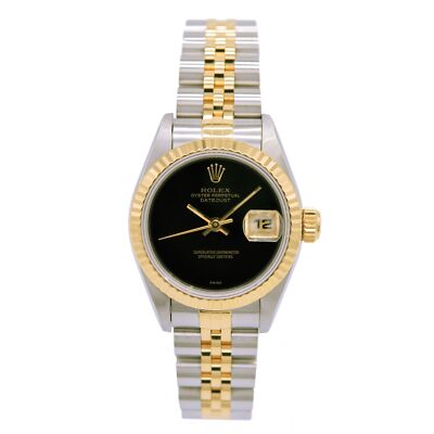 RARE Vintage Rolex Lady-Datejust 69173 Black Onyx Dial Yellow Gold