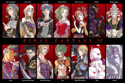 Final Fantasy VI Characters SNES GBA PS1 Premium POSTER MADE IN