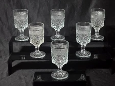 Vintage ANCHOR HOCKING 5.25" Juice Glass WEXFORD Pattern Claret Wine - Set Of 6