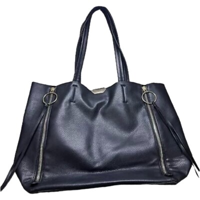 Topshop Large Black Slouch Shoulder Tote Bag Handbag Decorative Double  Zippers