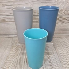 3 Tupperware Tumblers Cups Country Pastel 873 Vintage 12 oz
