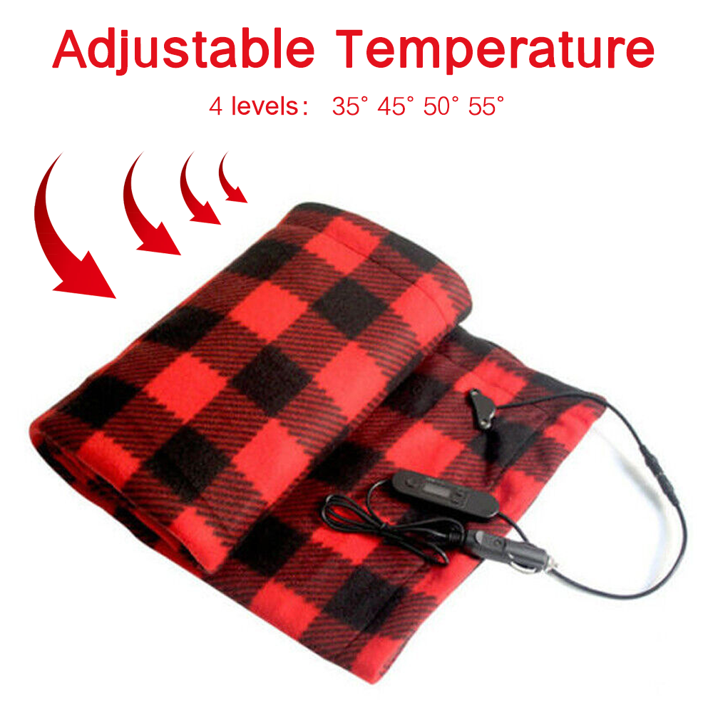 Electric Heated Blanket Car Truck Throw Rug Travel Camping 12V DC Auto