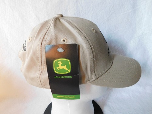 John Deere Khaki Hat Cap With Embroidered Patch Black Adjustable - Picture 4 of 8