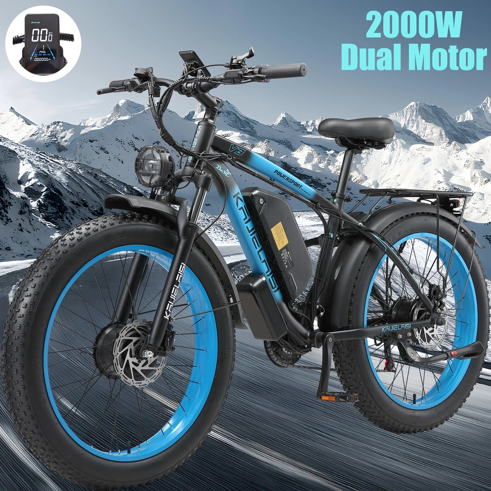 26" Fat Tire KETELES E-Bike 2000W Dual Motor 48V 23Ah Electric Bicycle for adult