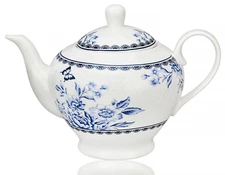 STPGOODS Blue Flowers Porcelain Teapot in Gift Box Ceramic Tea Pot 1.3 qt Pot