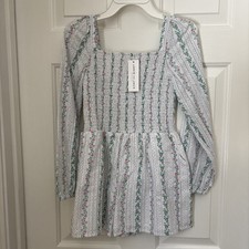Janie And Jack Girls NWT Romper Dress White Floral Sz 10 Brand New