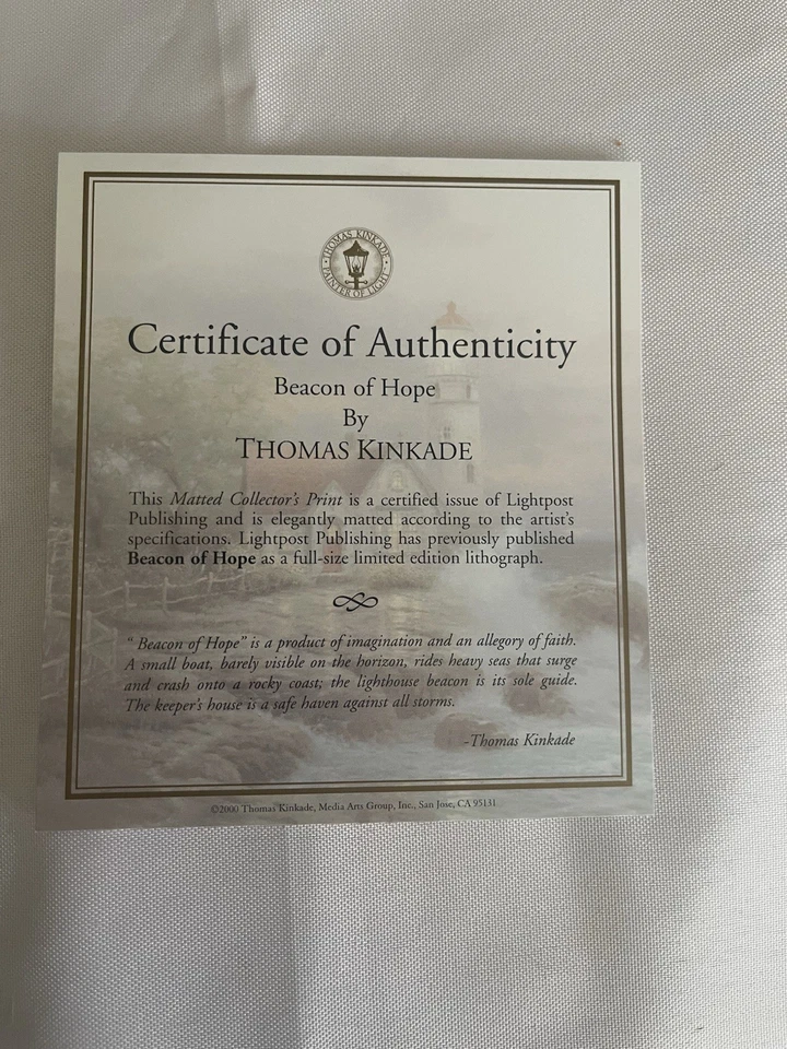 Thomas Kinkade 打印..已打化但未带框带真品证书 — 第 2/3 张图片