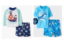NWT Children's Place Sport Boy's 2pc 50+ UPF Rash Guard & Swim Trunks