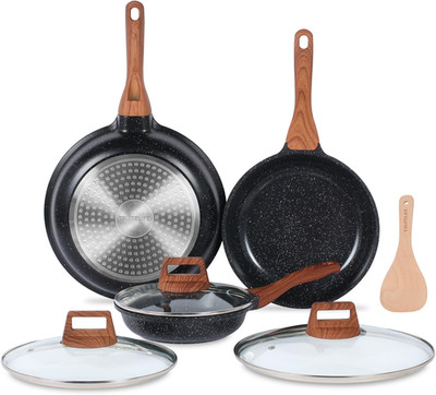 ESLITE LIFE Nonstick Ceramic Frying Pans Skillets Set with Lids, Non-Toxic Egg O