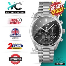 HUGO BOSS Champion HB1513871 Silver Stainless Steel Chronograph Men's Watch 44mm