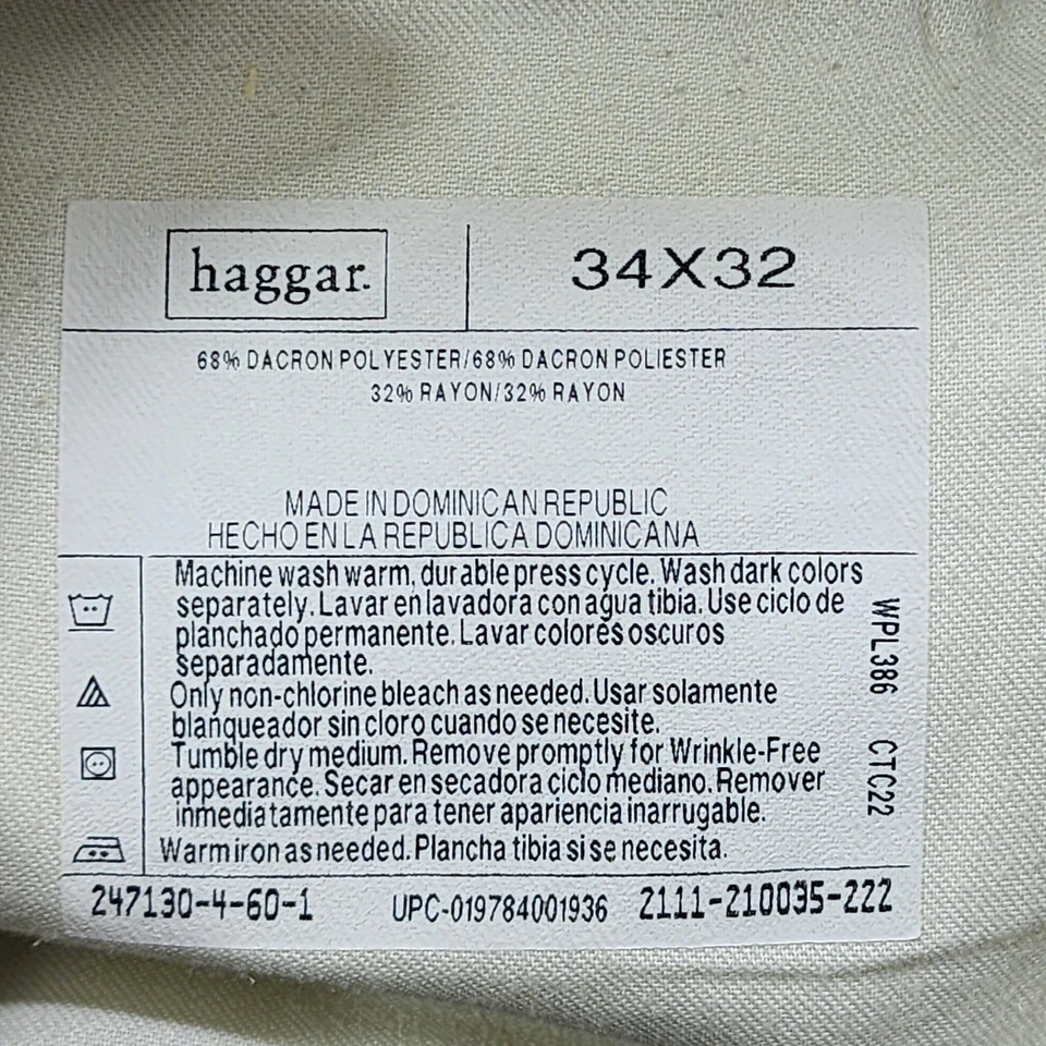 Haggar Black Label Pants Mens 34X30* Brown Classic Fit Pleated Dress Trousers - Image 4 of 4