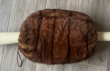 Vintage Large Dark Brown Fur Muff Hand Warmer - Very Nice MINK or