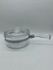 PYREX  6213-B 1-1/2 Qt Clear Glass FLAMEWARE Sauce Pan w Lid Near Mint USA EUC