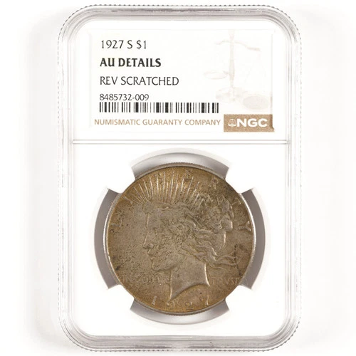 1927-S Peace Dollar $1 AU Details NGC Better Date 31324