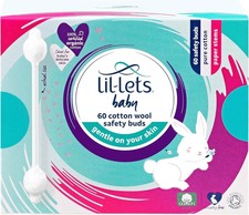 Baby Wool Safety Buds - 100% Organic Cotton Tips, 60 Count for Safe Ear Care