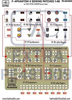 HAD Models HADPE481009 - 1/48 F-4 Phantom II sewing Patches and Helmet Markings
