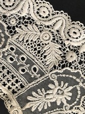 VICTORIAN LACE COLLAR White Cotton Embroidered Net Exquisite Antique Vintage