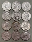 Constitutional Silver. $3 FV. Mixed Washington Quarters (12). 90% Silver