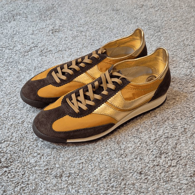 Anthropologie Jeffrey Campbell Track Star Sneakers Size 7 Brown Gold
