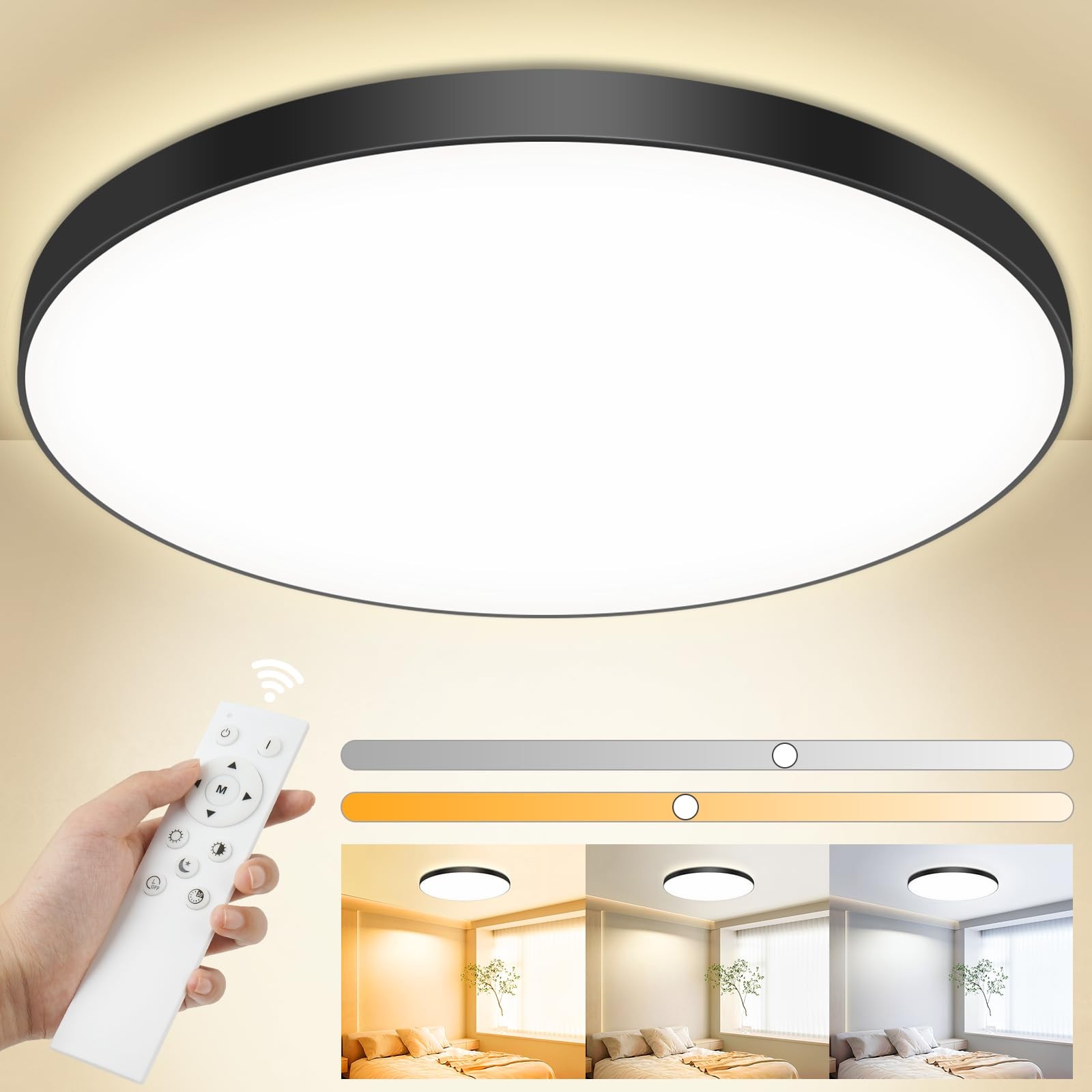 Lampada Soffitto LED Dimmerabile 24W: Design Moderno e Telecomando
