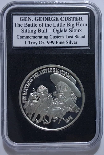 1 oz Silver Round/Medal - Gen. George Custer/Sitting Bull - “Little Big Horn”