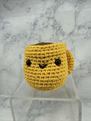 Handmade Crochet Stuffed Smiling Mug Of Coffee