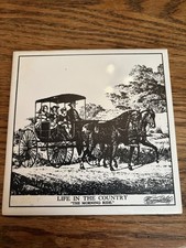 Vintage Currier And Ives Morning Ride Tile Trivet