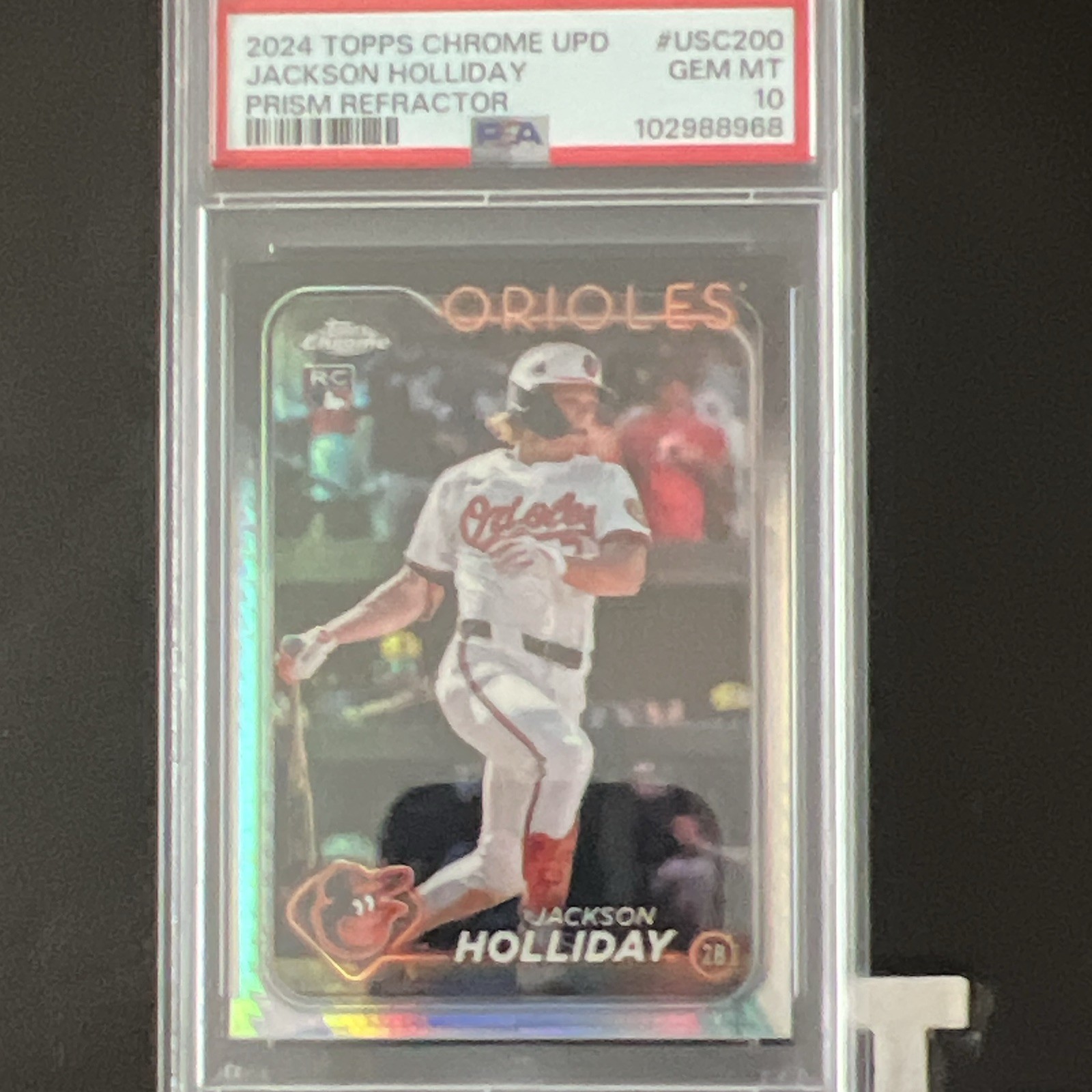 Topps 2024 Chrome Update Jackson Holliday Rookie Prism Refractor USC200 PSA 10