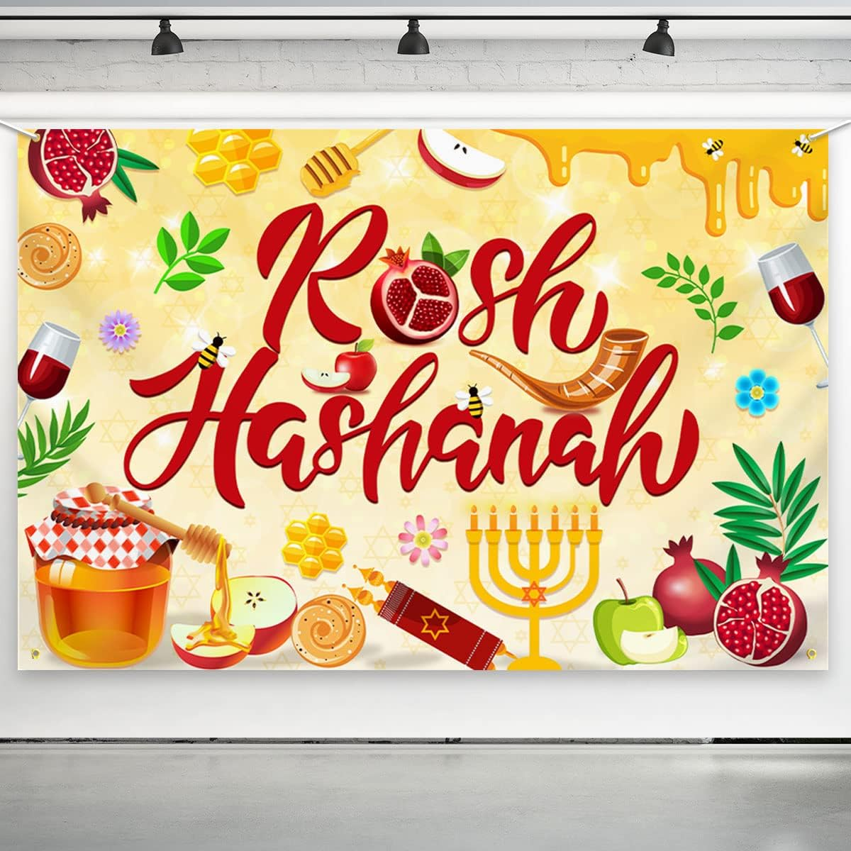 Rosh Hashanah Jewish New Year Decor Shana Tova Banner Backdrop
